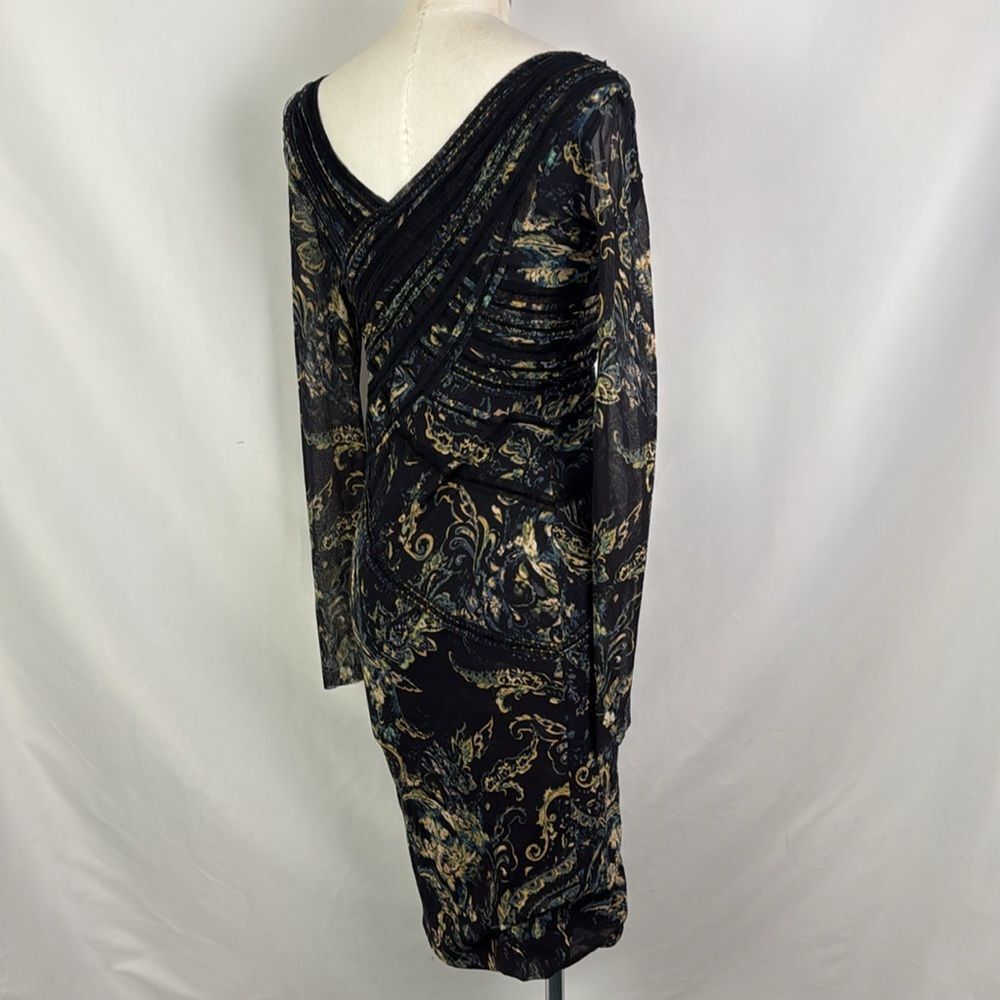 Fuzzi Black Multi Color Wrap Front Mesh Dress - image 3